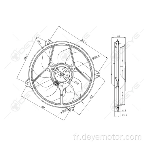 1250.F8 1253.C8 Moteur ventilateur de radiateur 450W pour PEUGEOT